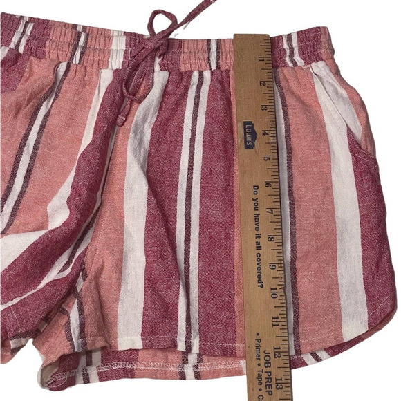 Universal Thread Womens Linen Shorts Size S Pink Striped Elastic Drawstring - Picture 8 of 8
